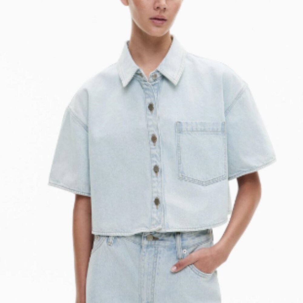 NWT Witchery Denim Crop Shirt - Washed Denim